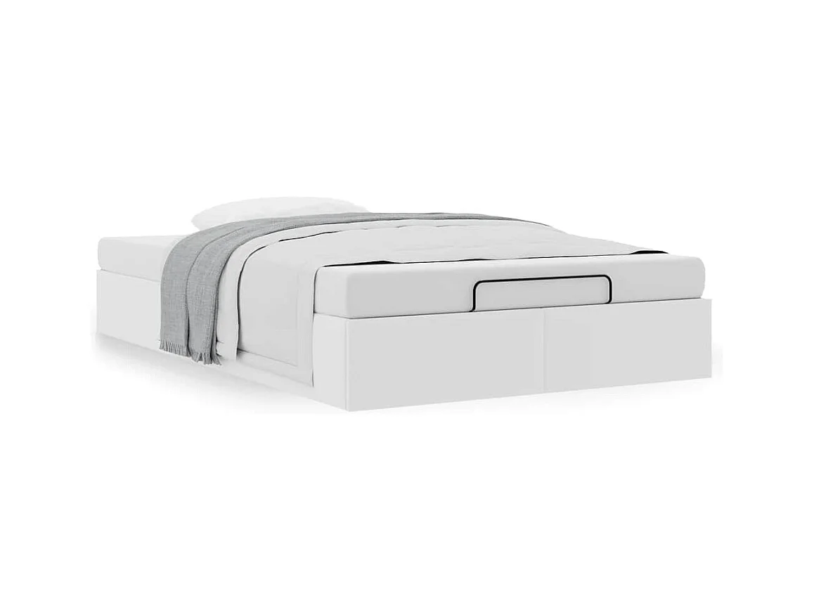Cadre de lit ottoman sans matelas blanc 120x200 cm similicuir