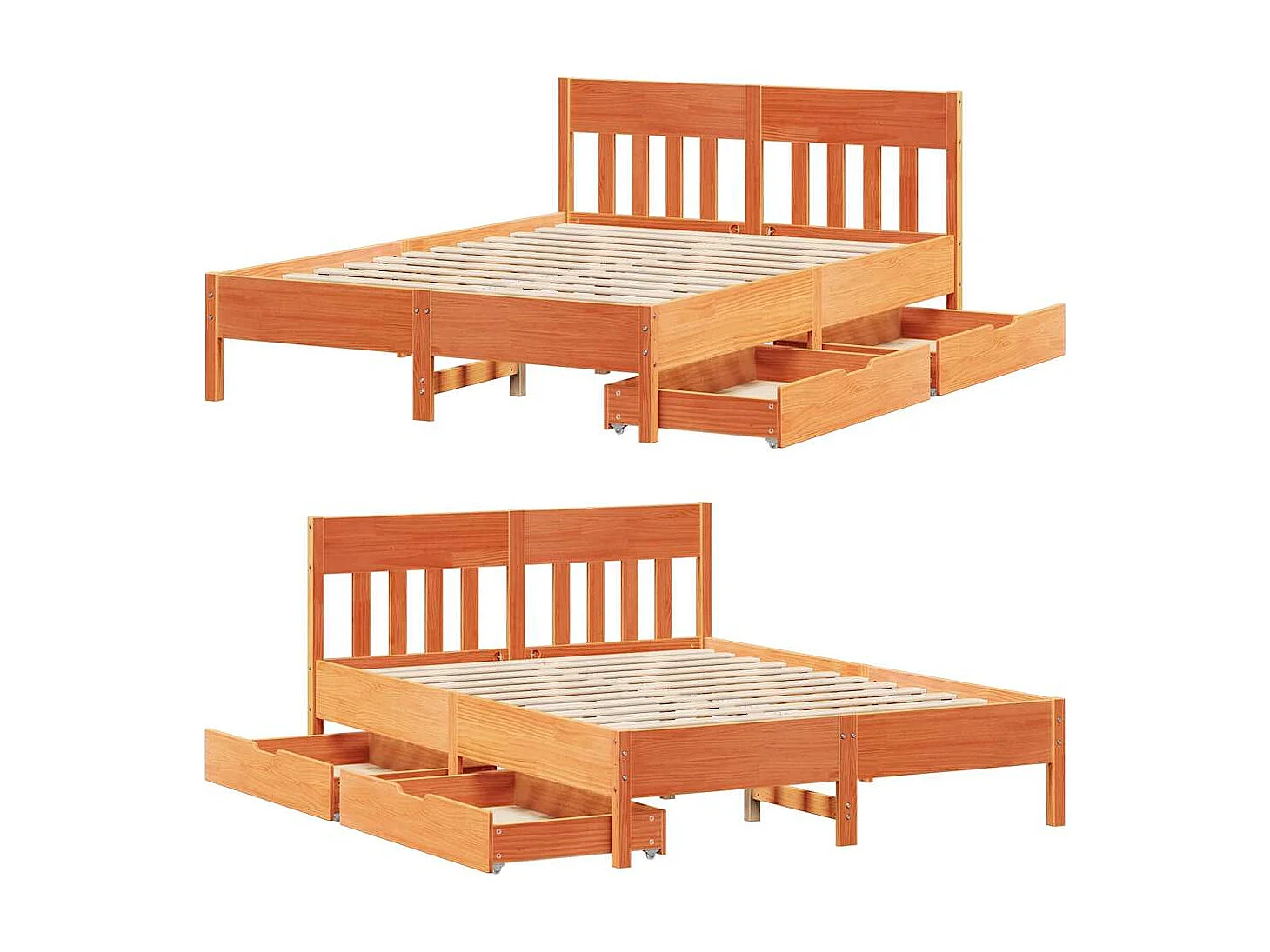 Cadre de lit sans matelas cire marron 120x200cm bois pin massif