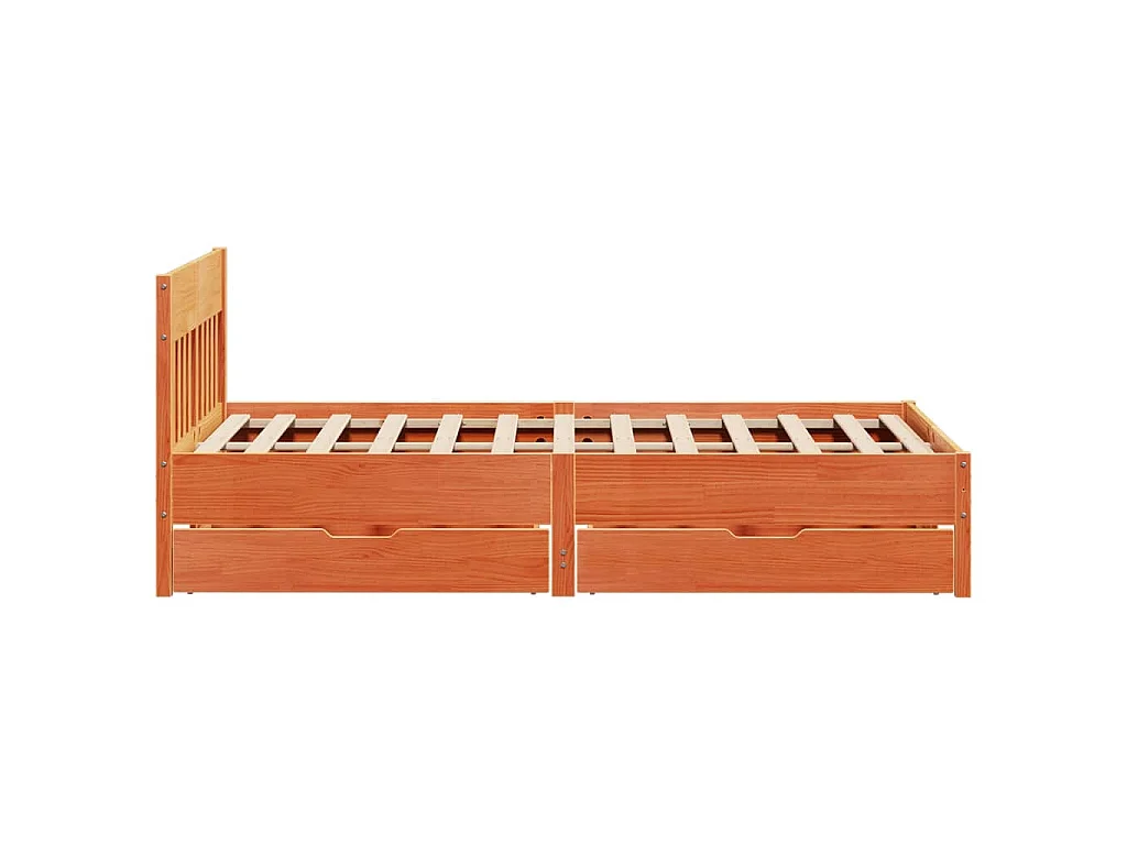 Cadre de lit sans matelas cire marron 120x200cm bois pin massif