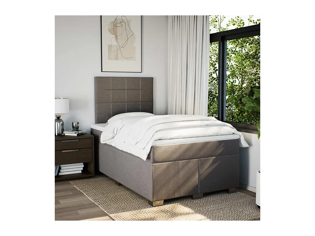 Sommier à lattes de lit avec matelas taupe 120x190 cm tissu