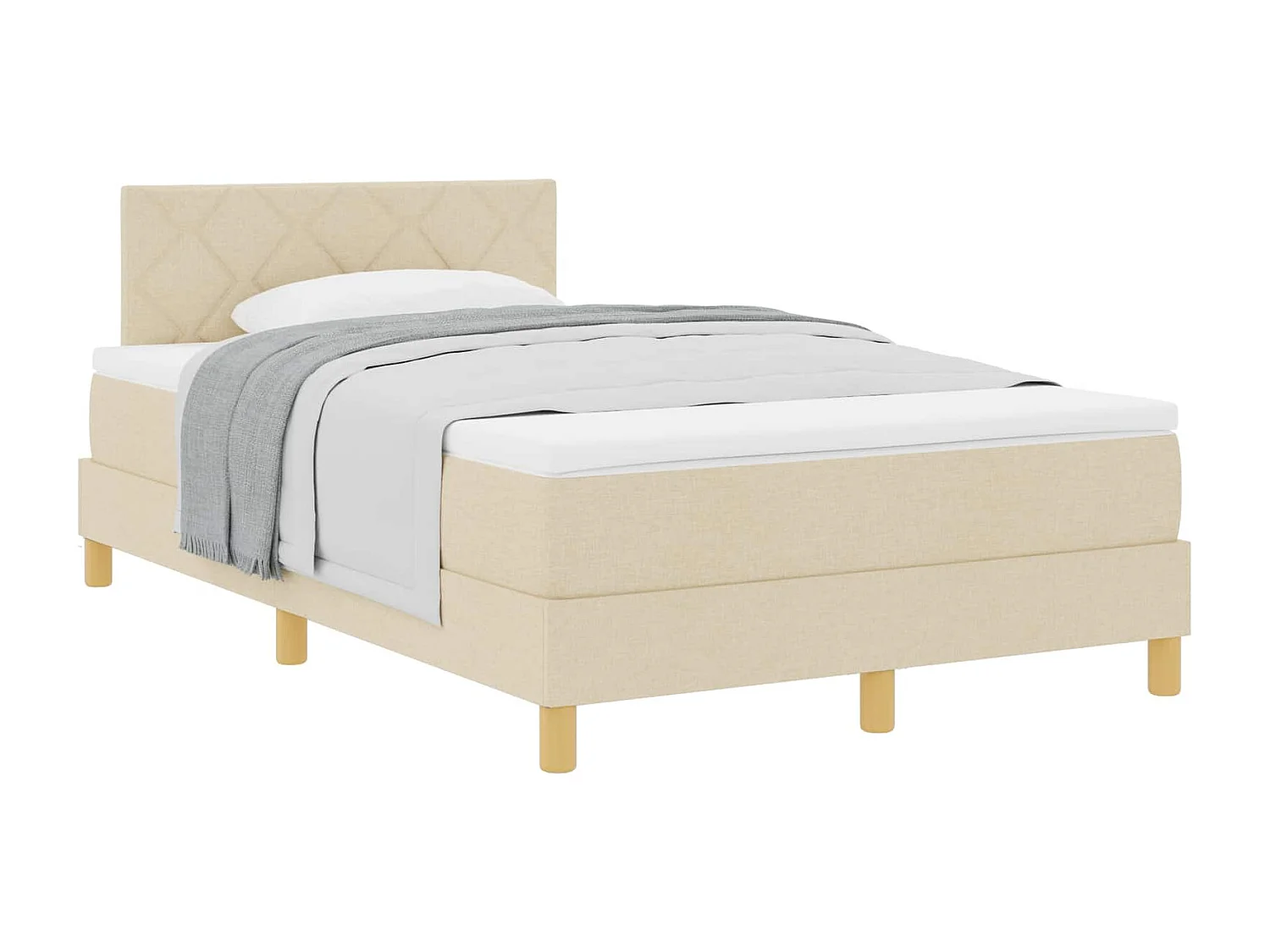 Boxspringbett mit Kissen mit Kopfteil Creme 120 x 200 cm Stoff