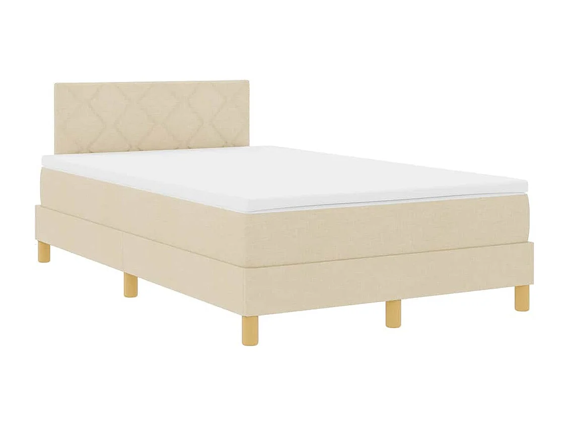 Boxspringbett mit Kissen mit Kopfteil Creme 120 x 200 cm Stoff