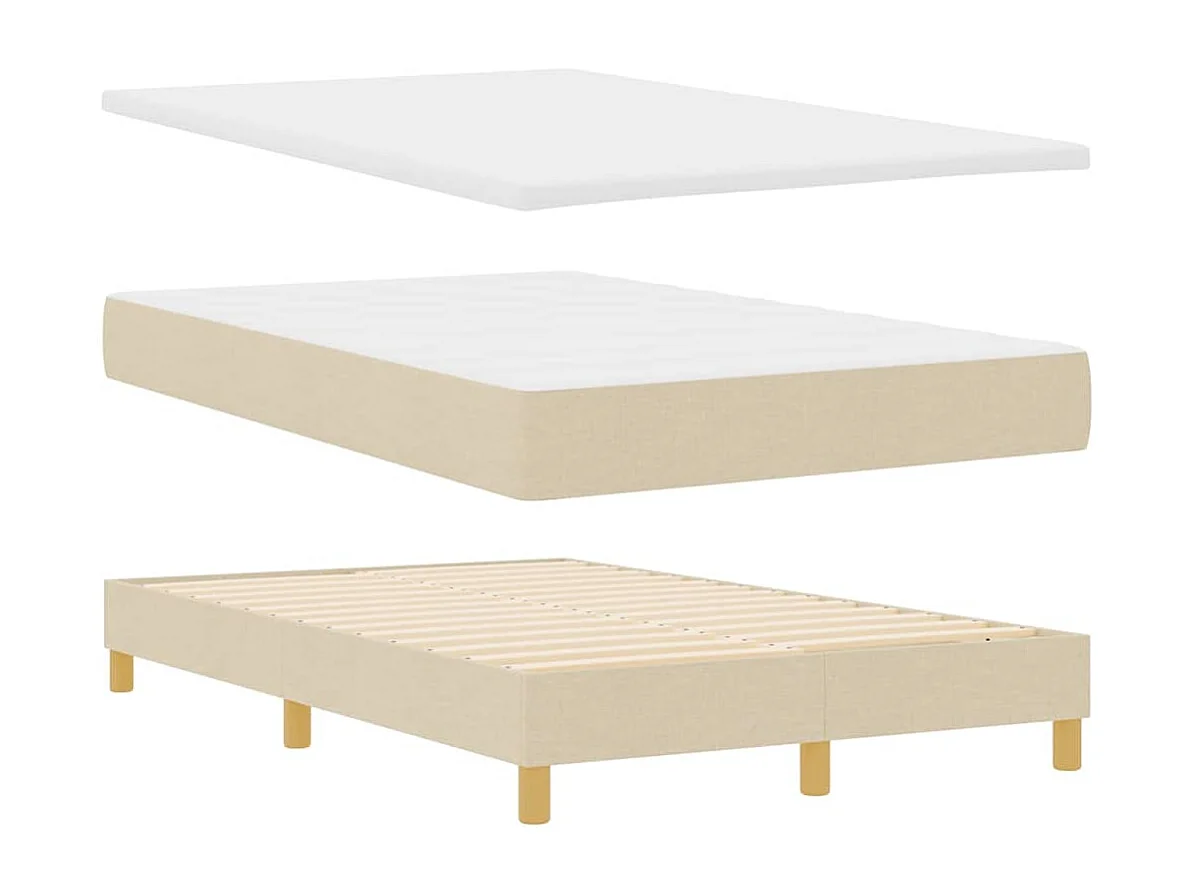 Boxspringbett mit Kissen mit Kopfteil Creme 120 x 200 cm Stoff