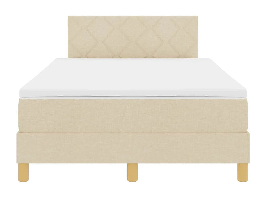 Boxspringbett mit Kissen mit Kopfteil Creme 120 x 200 cm Stoff