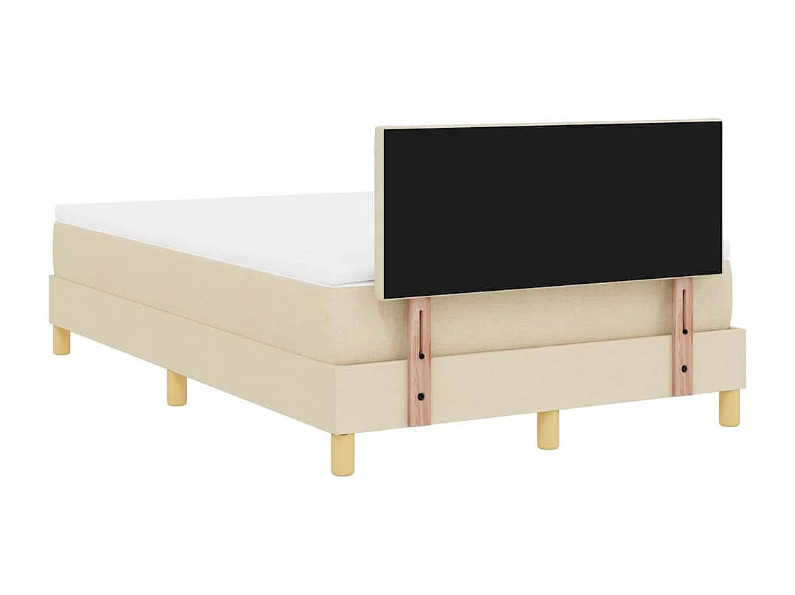Boxspringbett mit Kissen mit Kopfteil Creme 120 x 200 cm Stoff