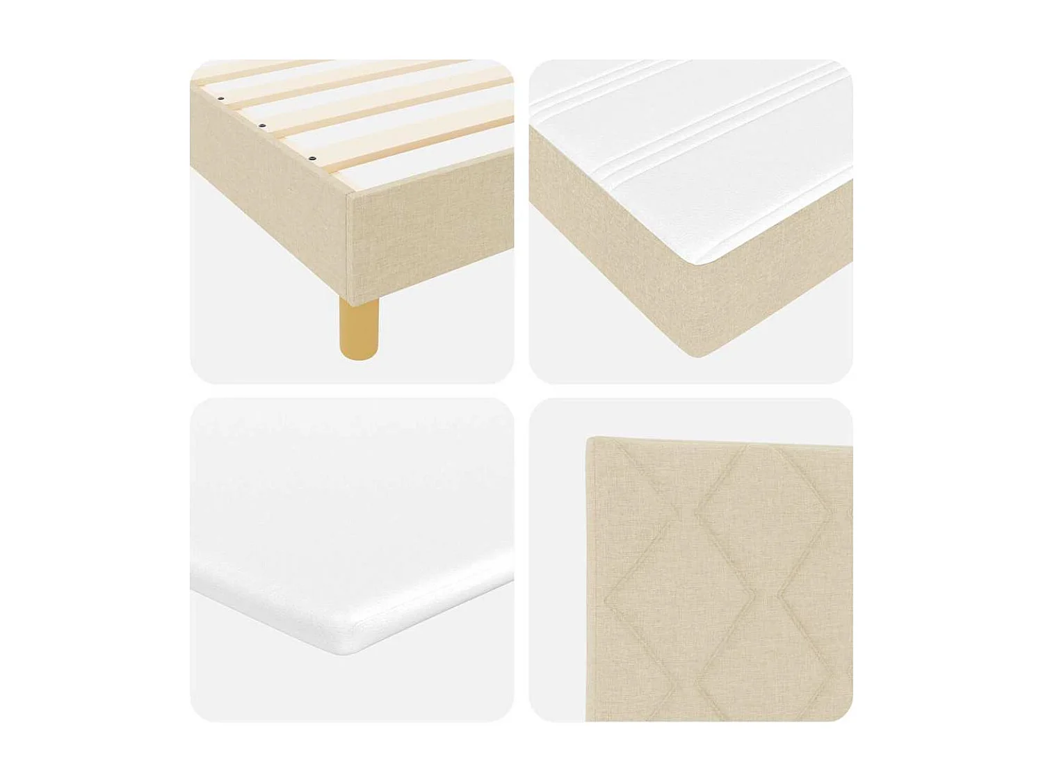 Boxspringbett mit Kissen mit Kopfteil Creme 120 x 200 cm Stoff