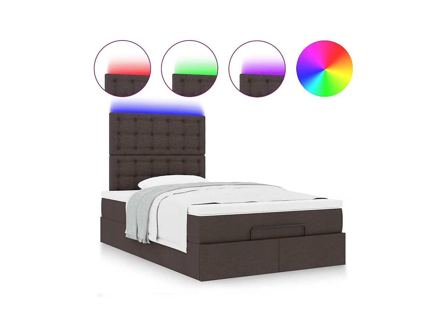 Ottoman-Bett mit Matratze & LEDs Dunkelbraun 120x190 cm Stoff
