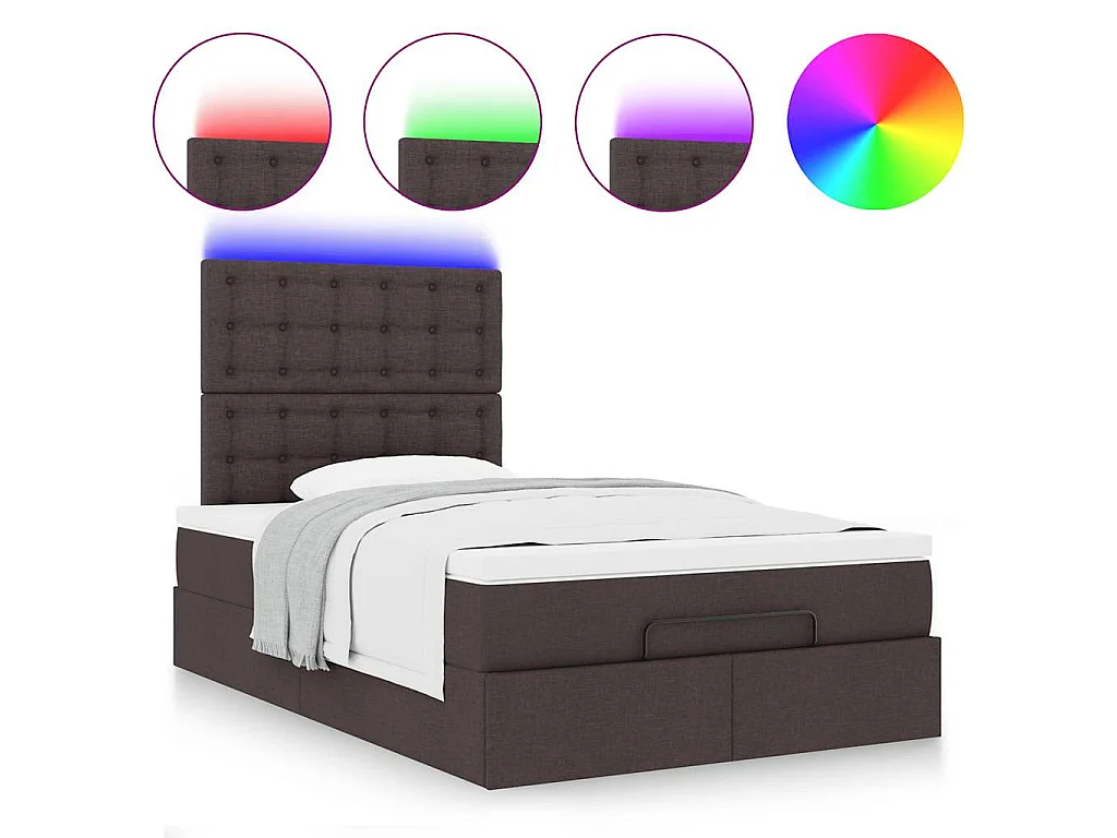 Ottoman bed met matras en LED's 120x190 cm stof donkerbruin