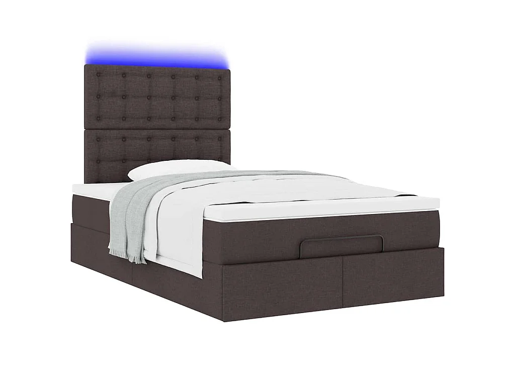 Ottoman bed met matras en LED's 120x190 cm stof donkerbruin