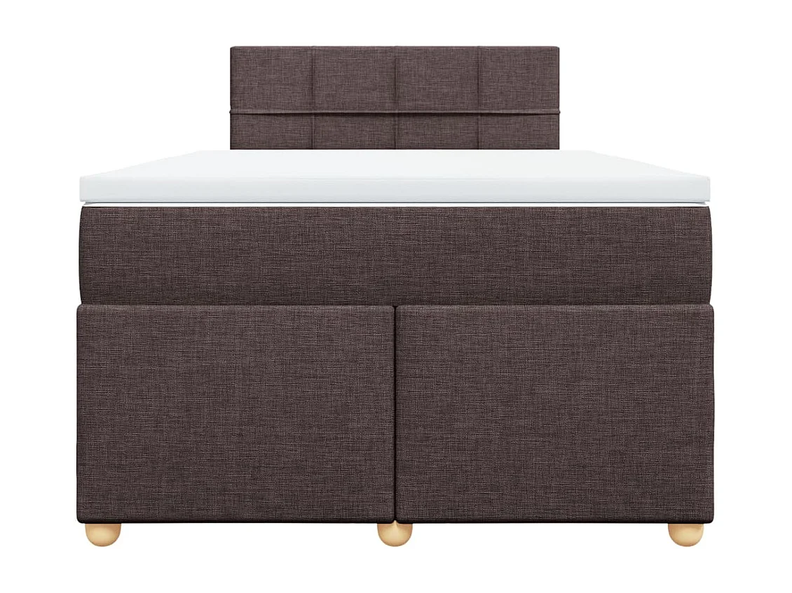 Cama box spring con colchón tela marrón oscuro 120x190 cm