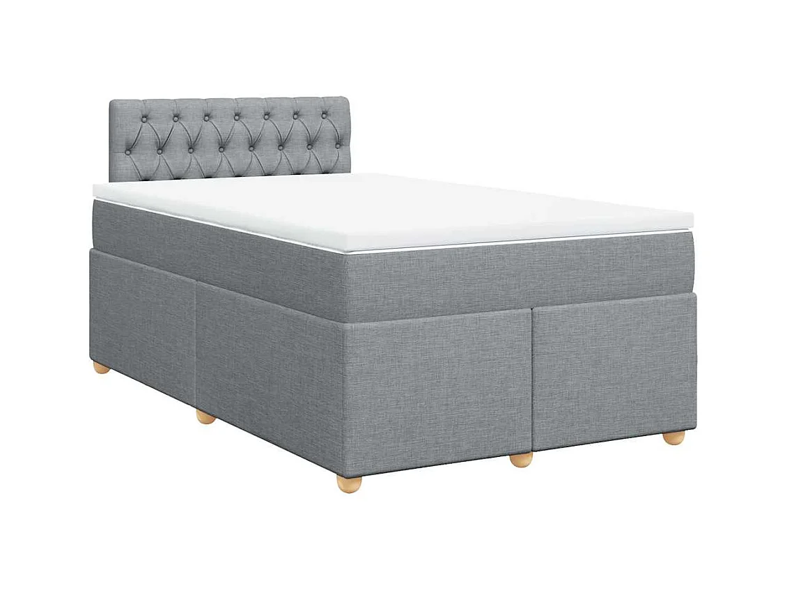 Sommier à lattes de lit et matelas gris clair 120x190 cm tissu