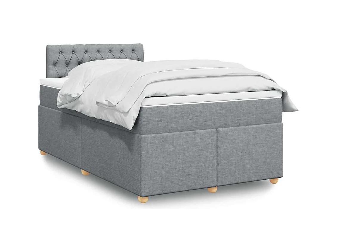 Sommier à lattes de lit et matelas gris clair 120x190 cm tissu