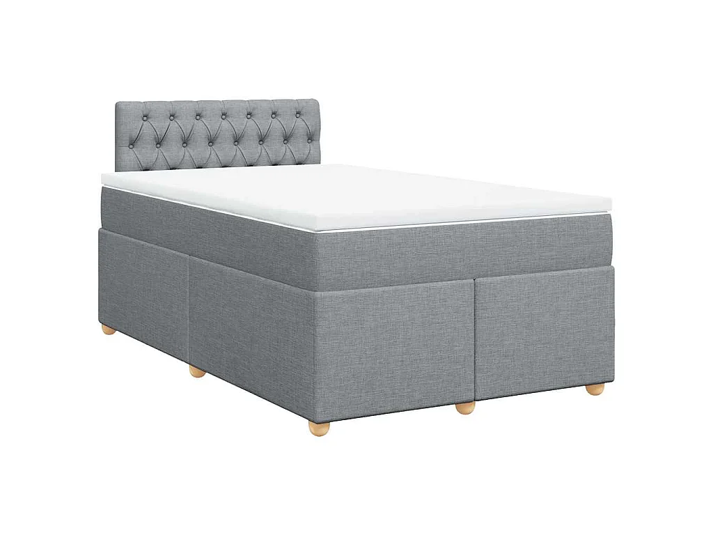 Cama box spring con colchón tela gris claro 120x190 cm