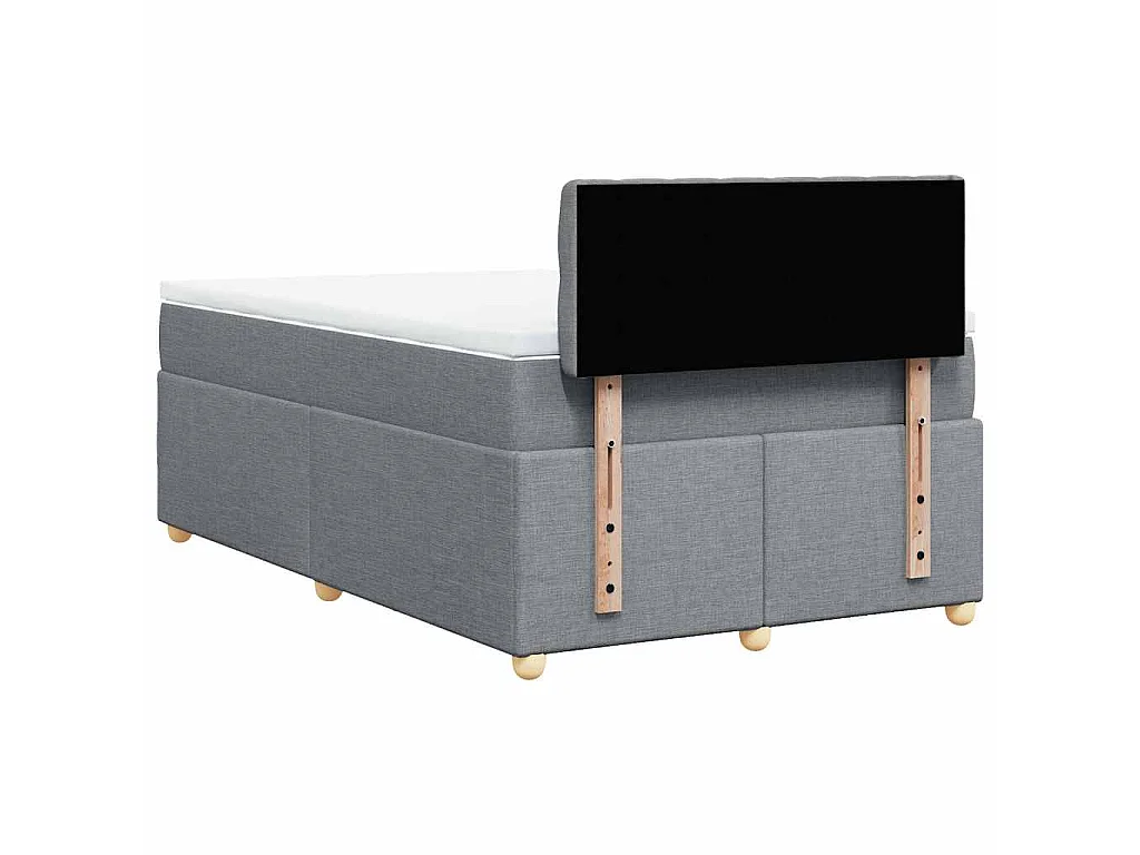 Cama box spring con colchón tela gris claro 120x190 cm