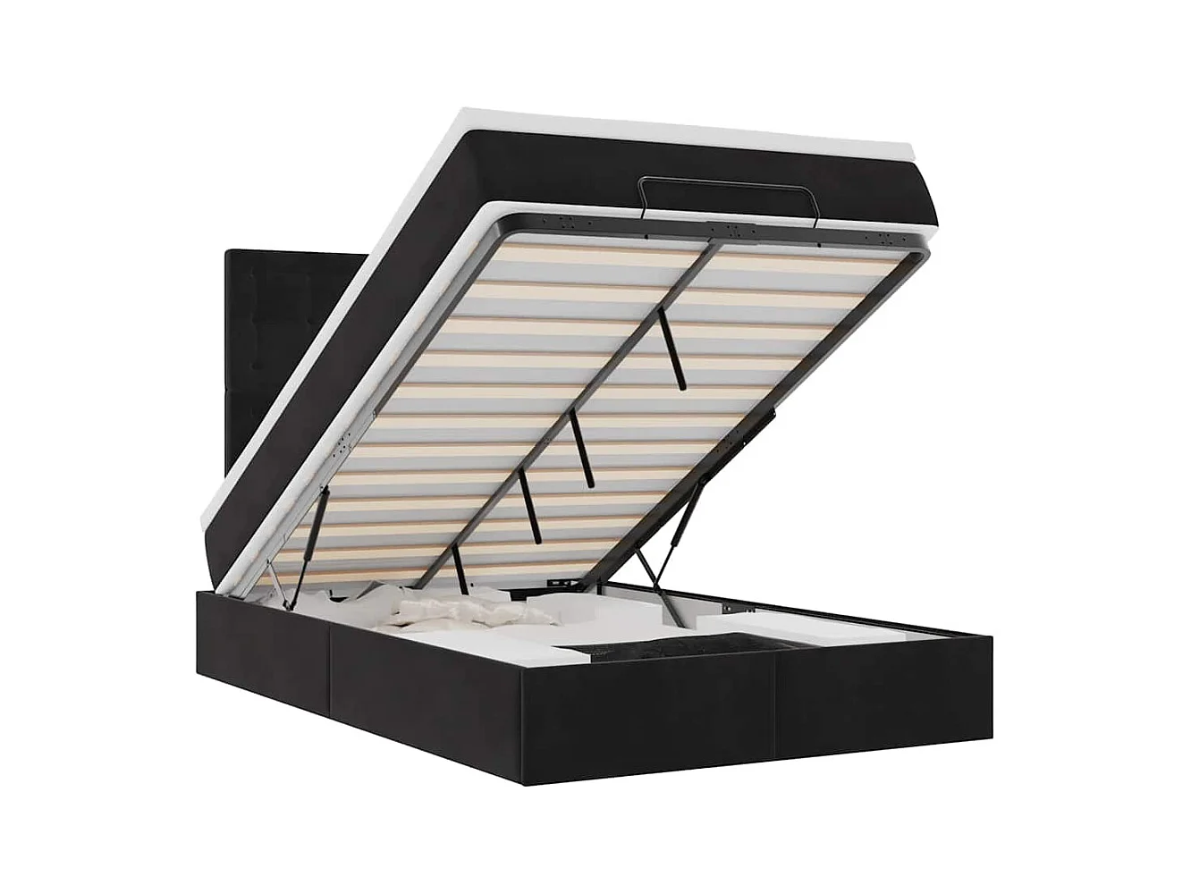Cadre de lit ottoman avec matelas noir 120x200 cm velours