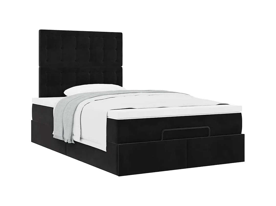 Cadre de lit ottoman avec matelas noir 120x200 cm velours