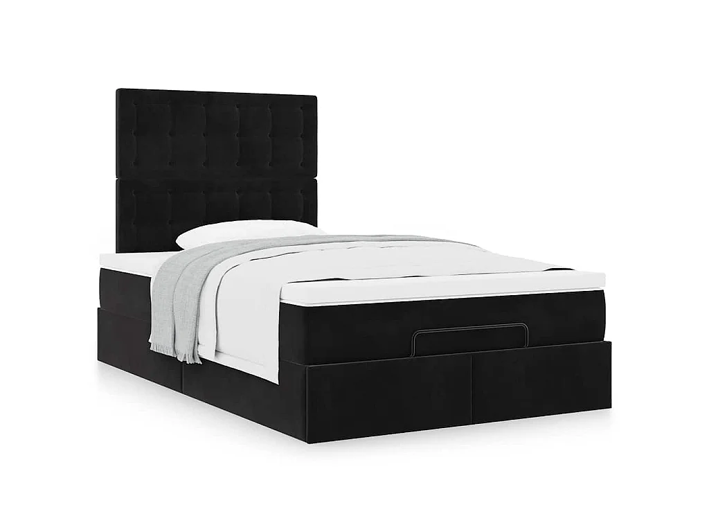 Estructura de cama otomana colchones terciopelo negro 120x200cm
