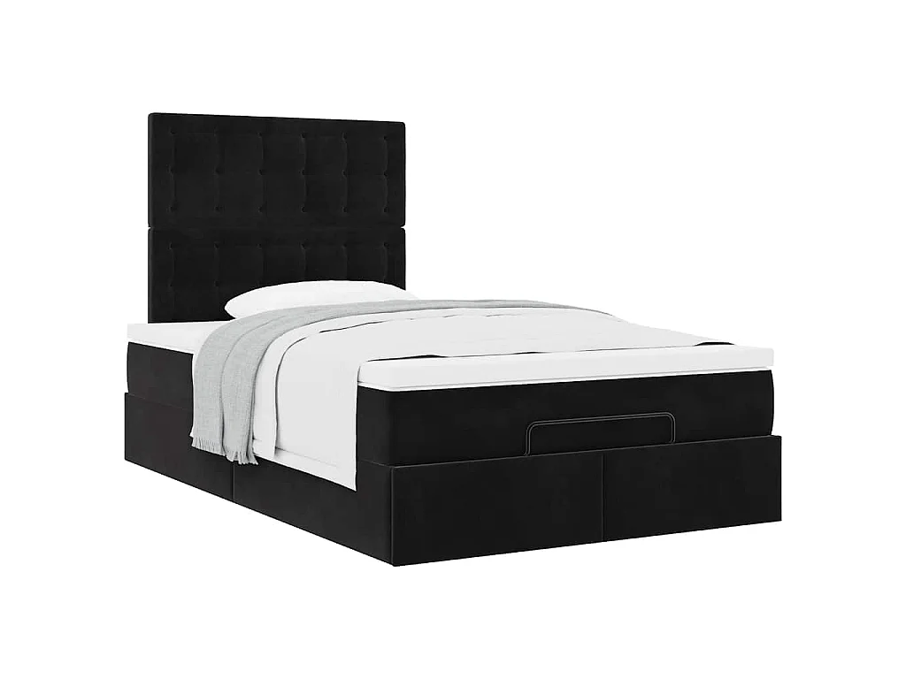 Estructura de cama otomana colchones terciopelo negro 120x200cm