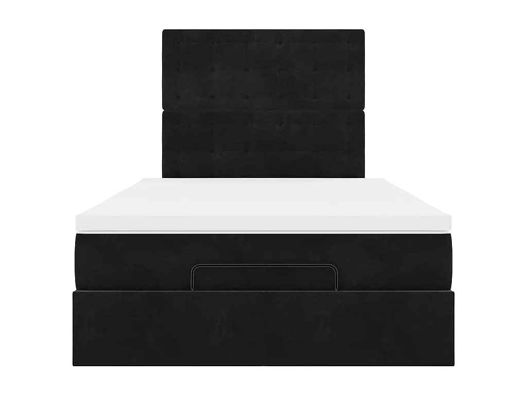 Estructura de cama otomana colchones terciopelo negro 120x200cm