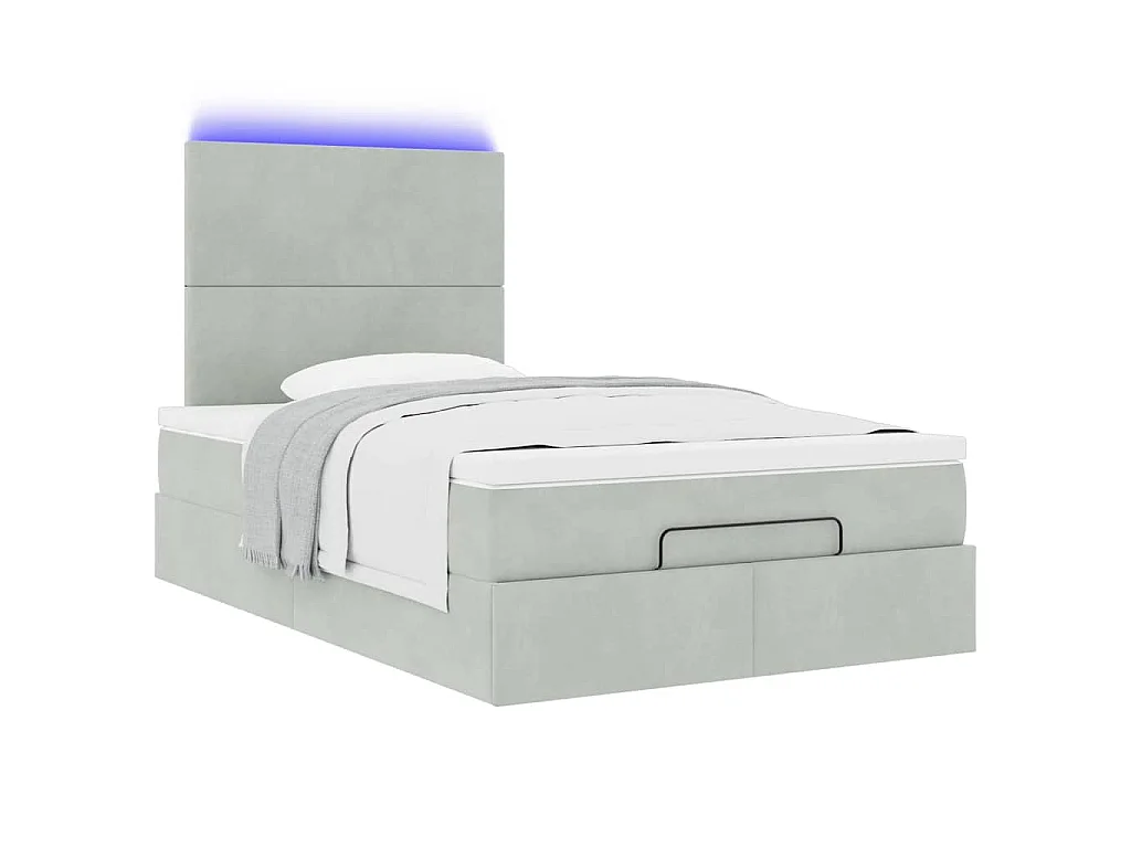 Ottoman bed met matrassen en LED's 120x190cm fluweel lichtgrijs