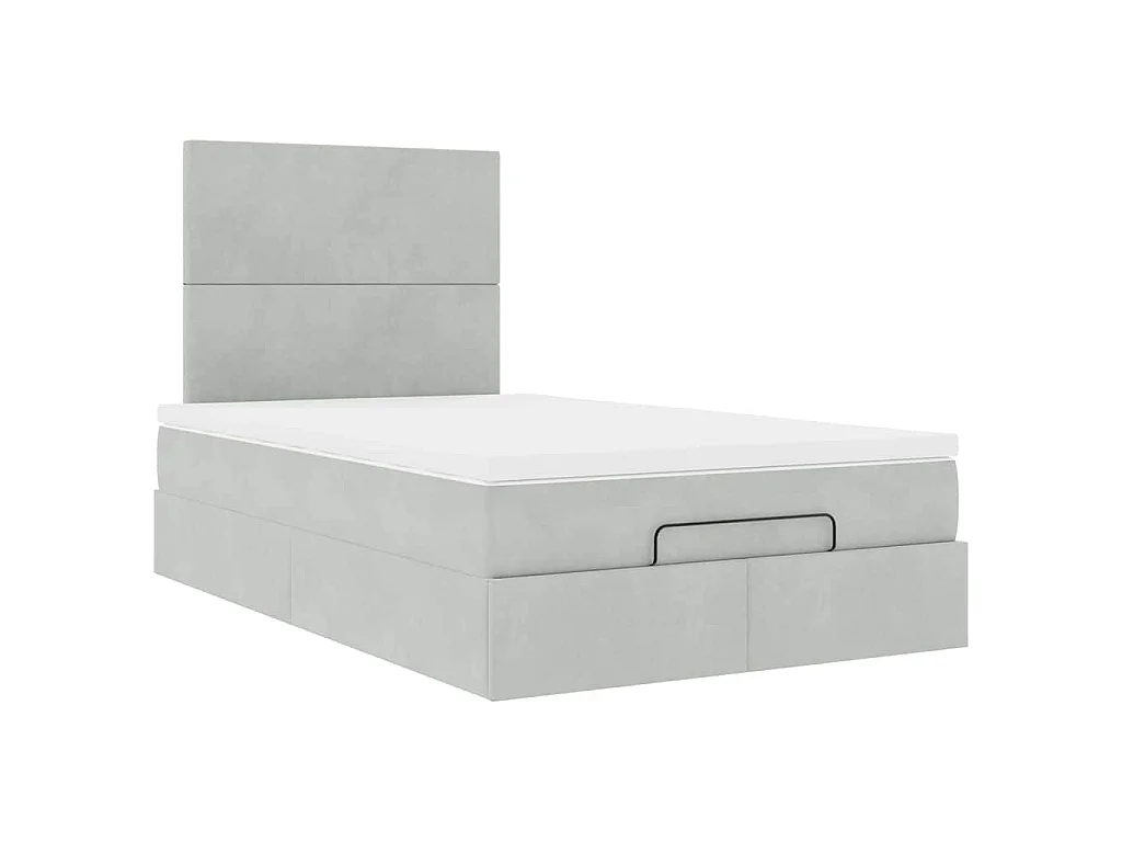 Ottoman bed met matrassen en LED's 120x190cm fluweel lichtgrijs