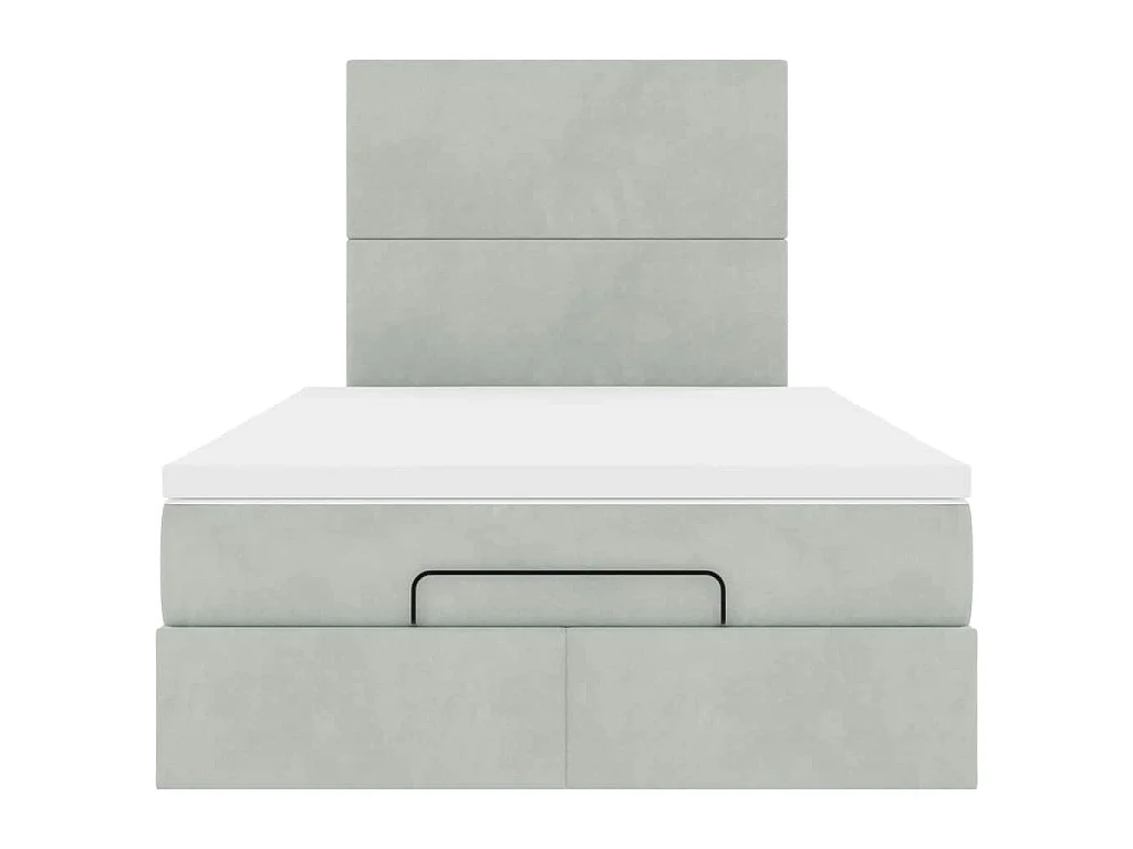 Ottoman bed met matrassen en LED's 120x190cm fluweel lichtgrijs
