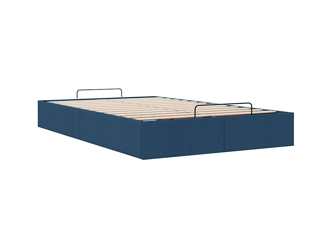 Cadre de lit ottoman sans matelas bleu 120x200 cm tissu