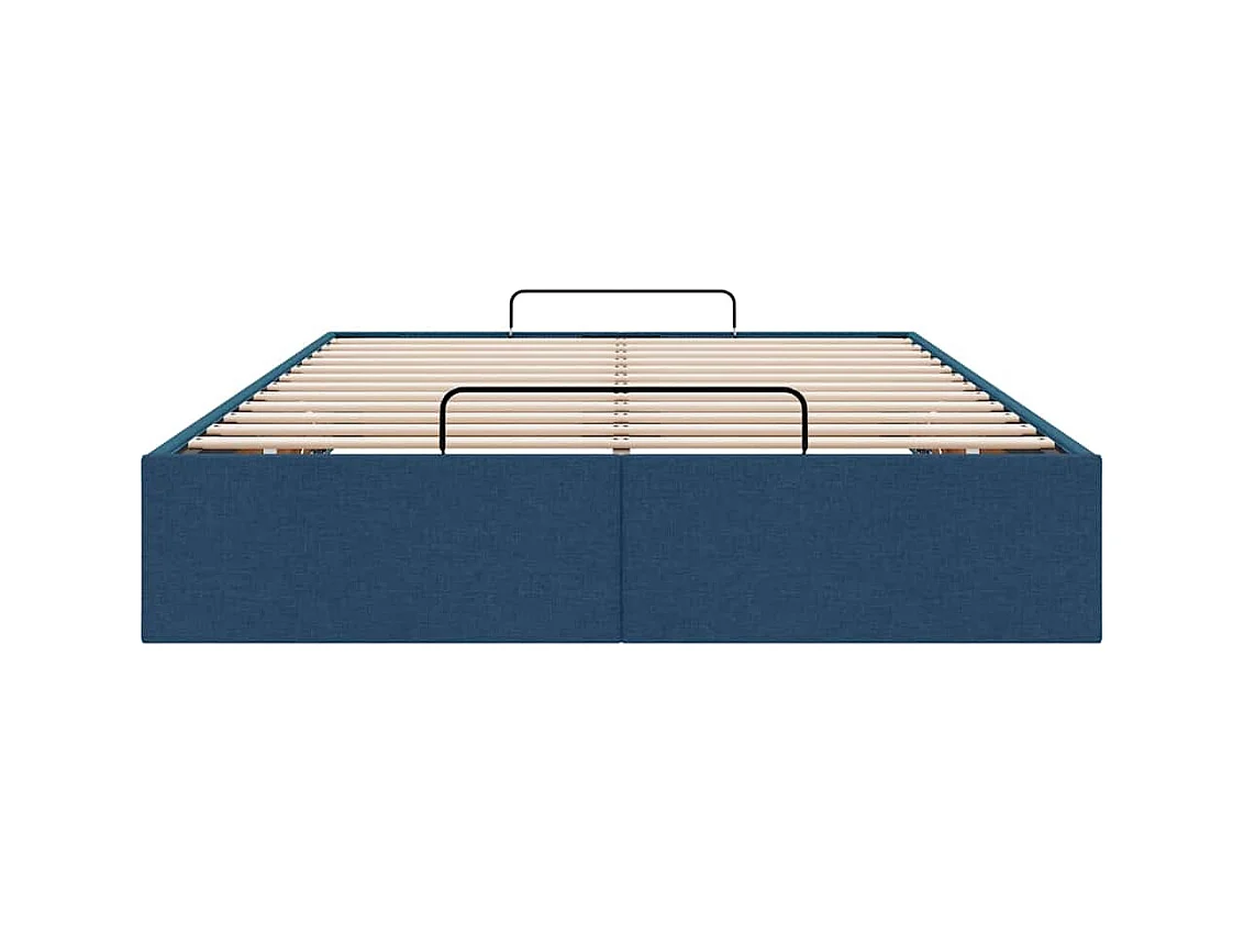 Cadre de lit ottoman sans matelas bleu 120x200 cm tissu
