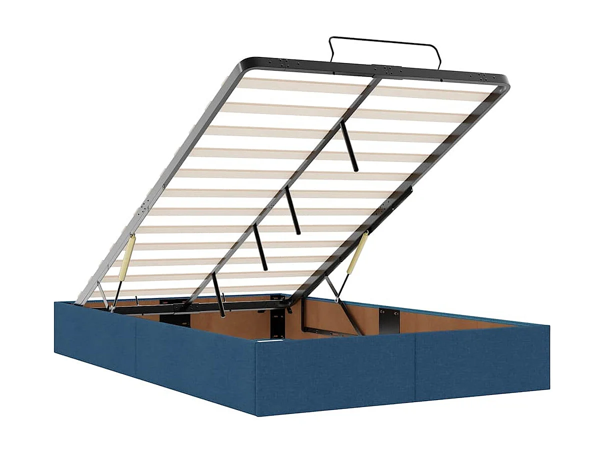 Cadre de lit ottoman sans matelas bleu 120x200 cm tissu