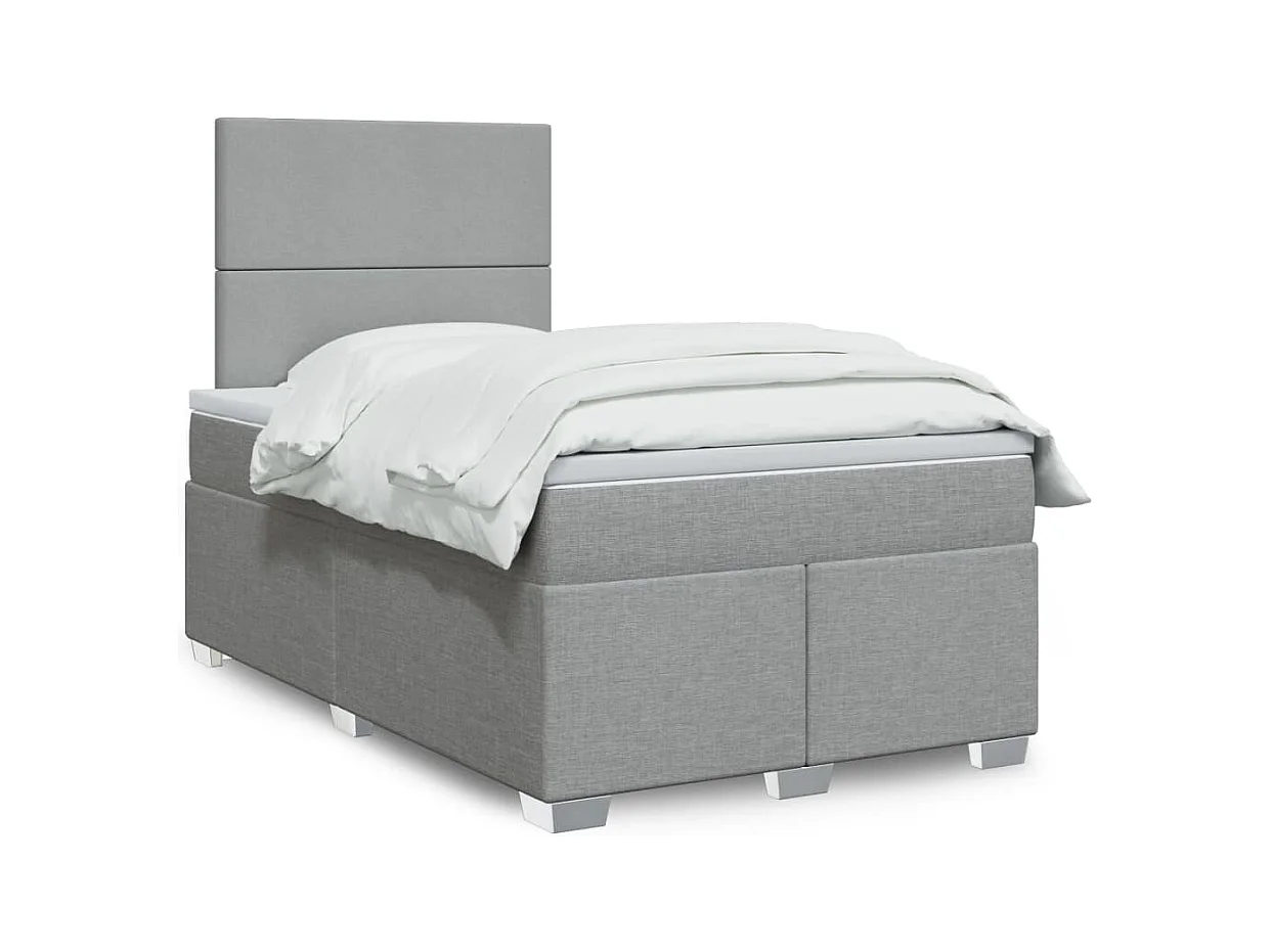 Boxspringbett mit Matratze Hellgrau 120x190 cm Stoff