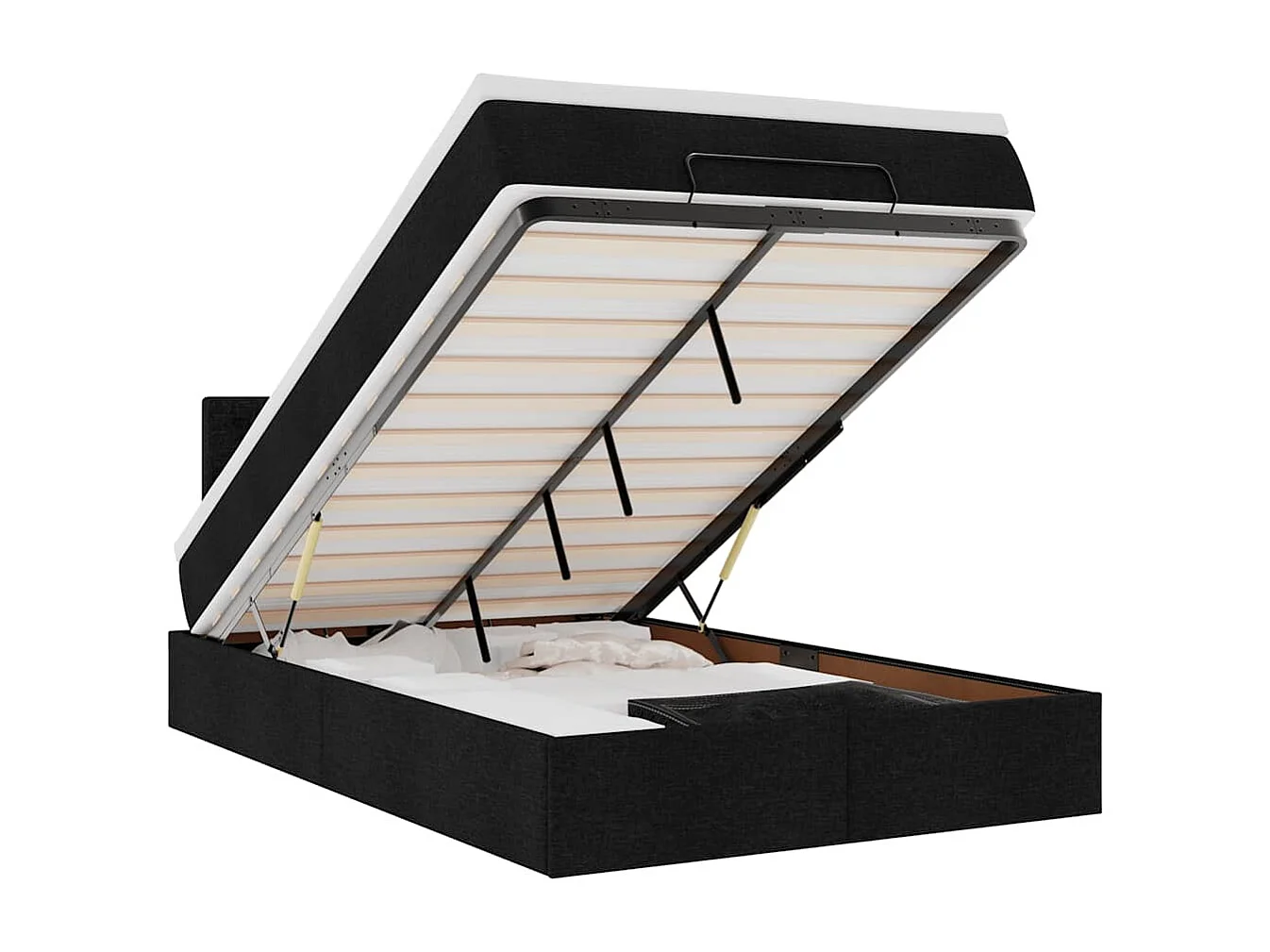 Lit ottoman avec matelas noir 120x190 cm tissu