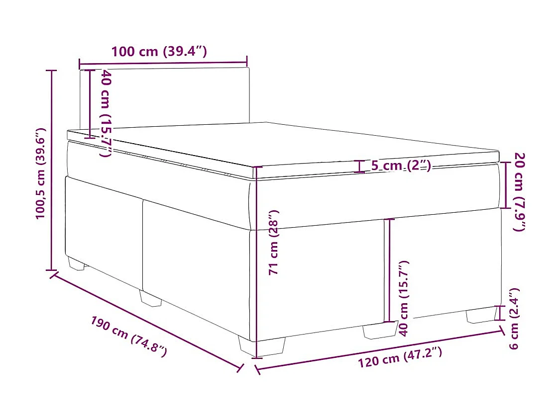 Giroletto a Molle con Materasso Tortora 120x190 cm in Tessuto