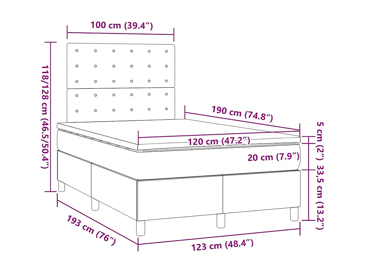 Sommier à lattes de lit avec matelas rose 120x190 cm velours