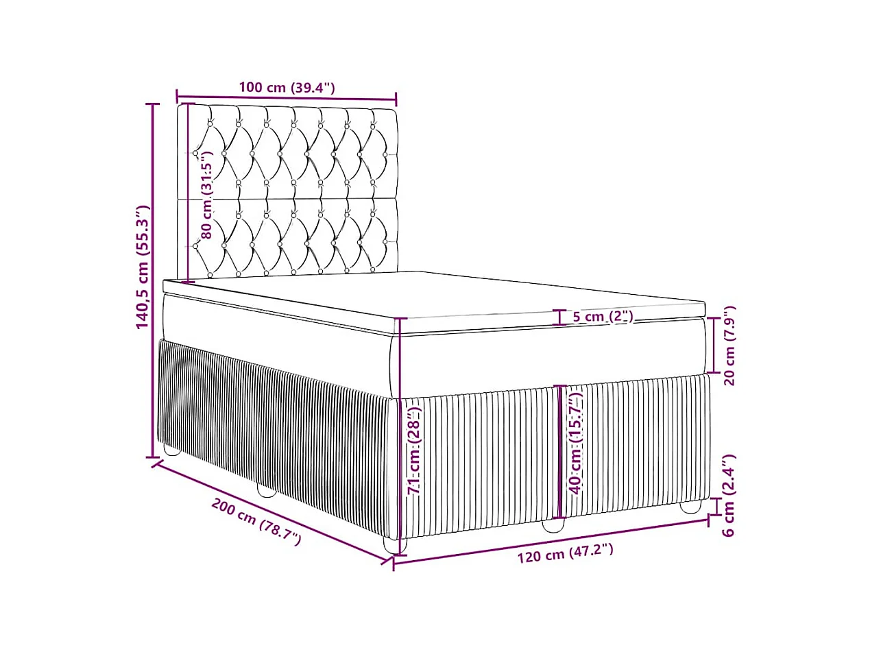 Boxspringbett mit Matratze Creme 120x200 cm Stoff