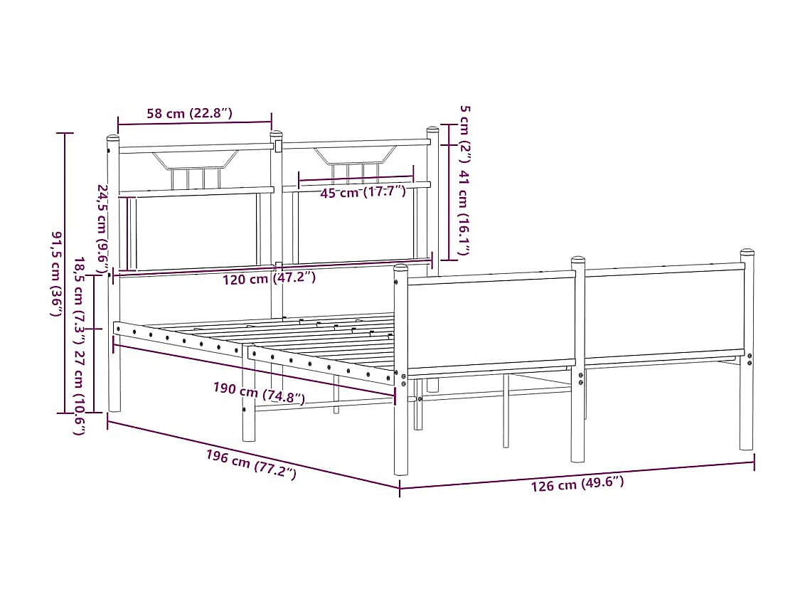 Bedframe zonder matras bewerkt hout bruin eikenkleur 120x190 cm