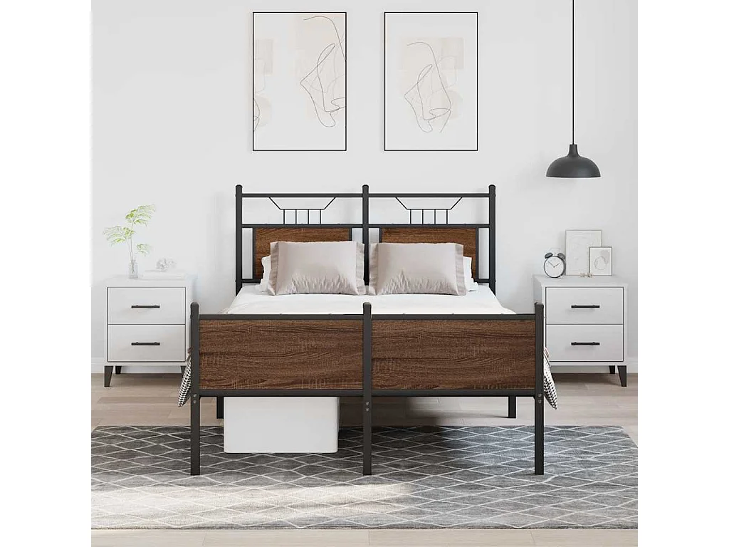 Bedframe zonder matras bewerkt hout bruin eikenkleur 120x190 cm