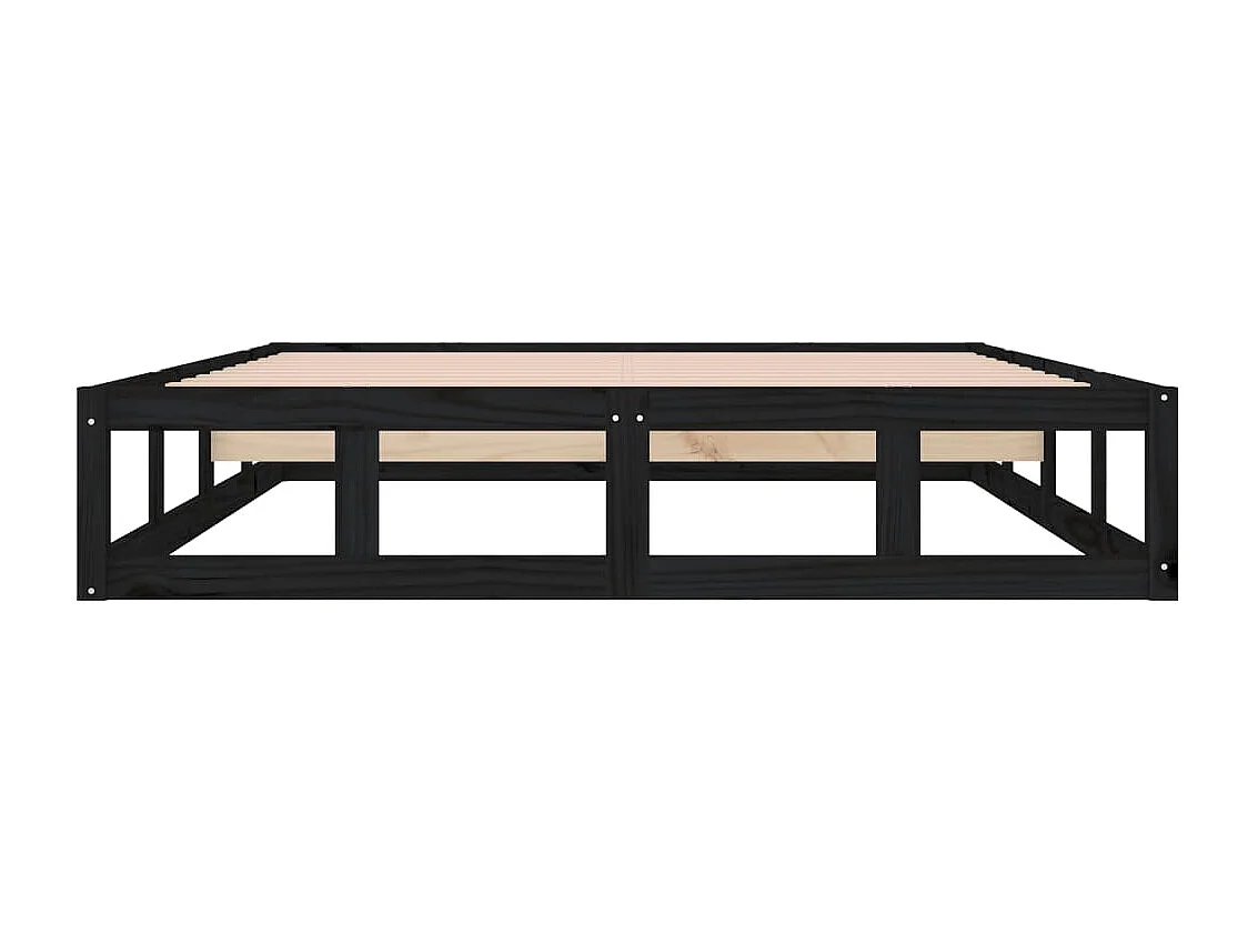 Cadre de lit sans matelas noir 120x190 cm bois massif