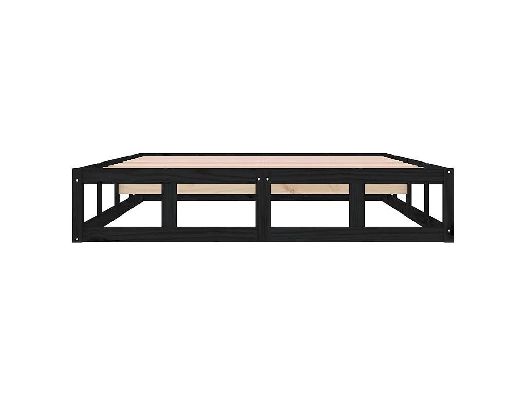 Cadre de lit sans matelas noir 120x190 cm bois massif