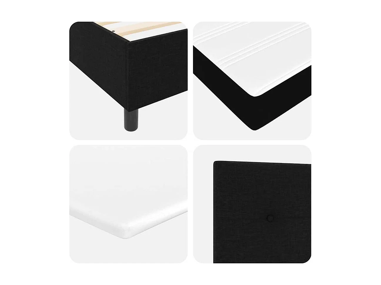 Lit à ressorts avec matelas Noir 120 x 190 cm tissu