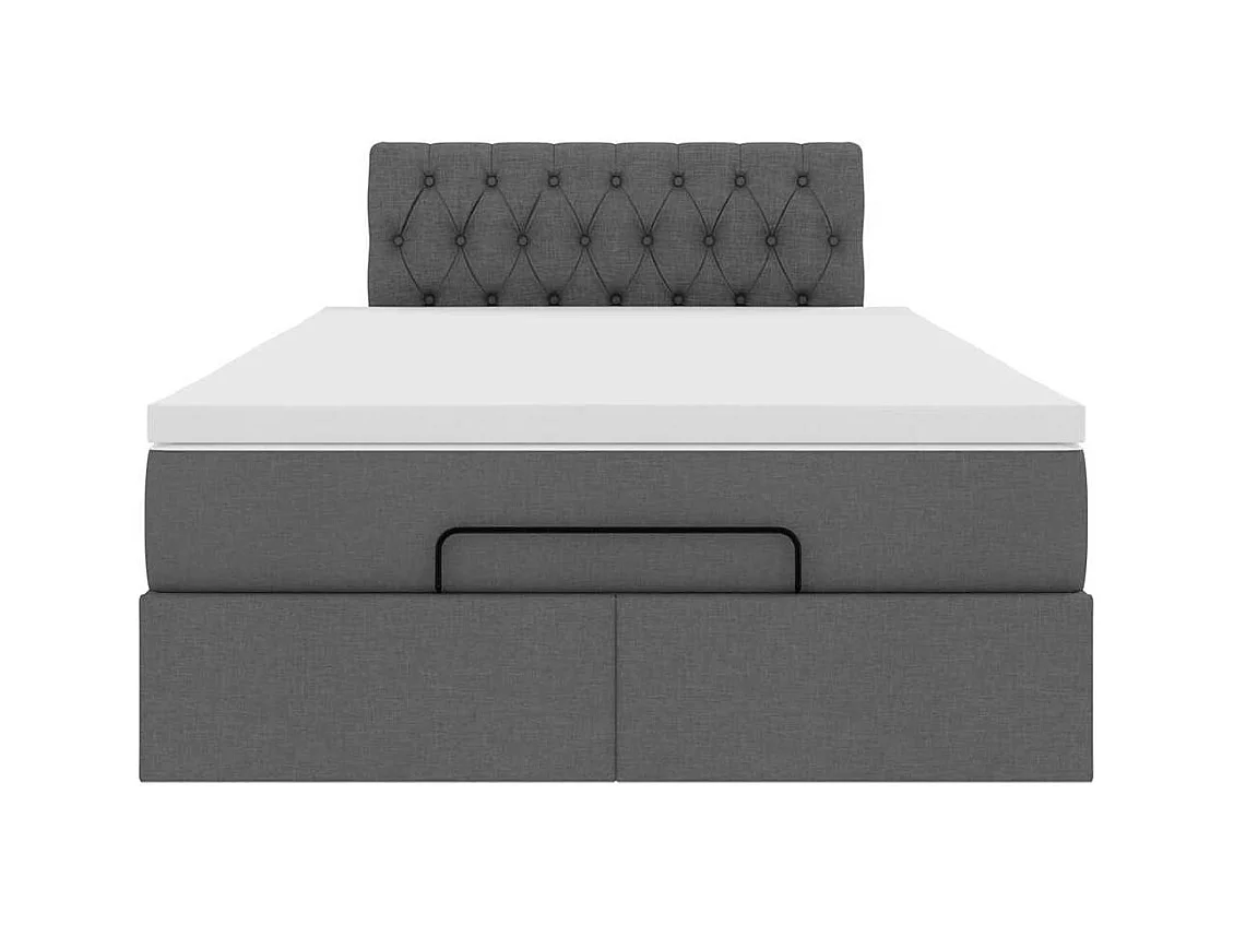Lit ottoman avec matelas gris foncé 120x200 cm tissu