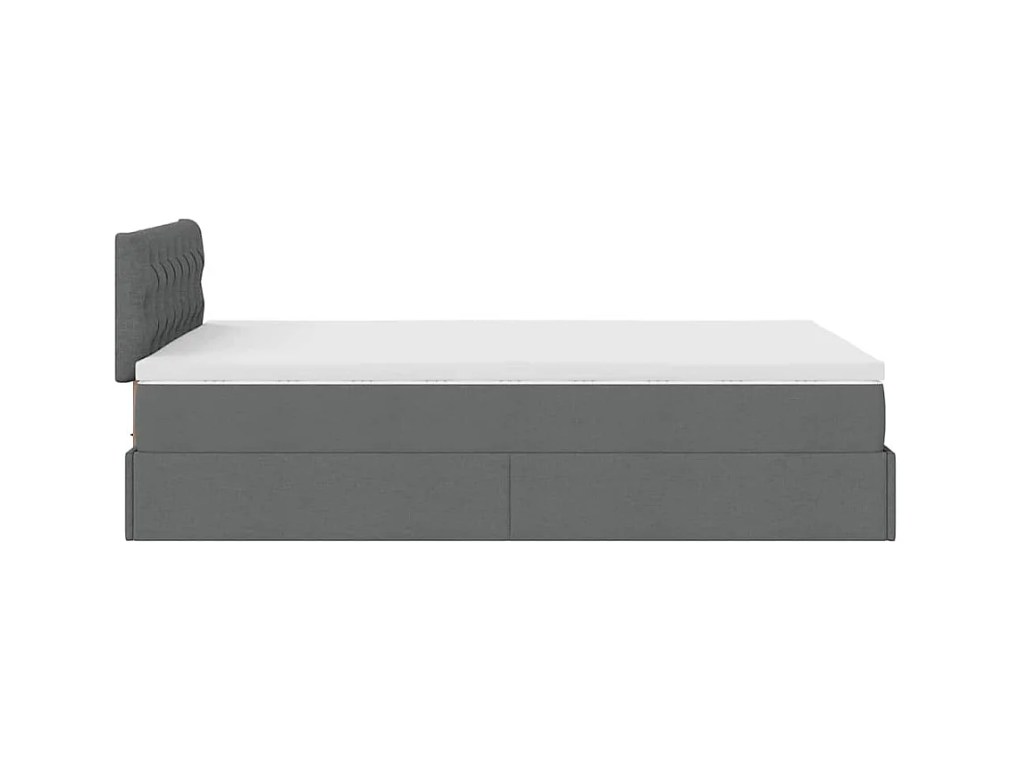 Lit ottoman avec matelas gris foncé 120x200 cm tissu