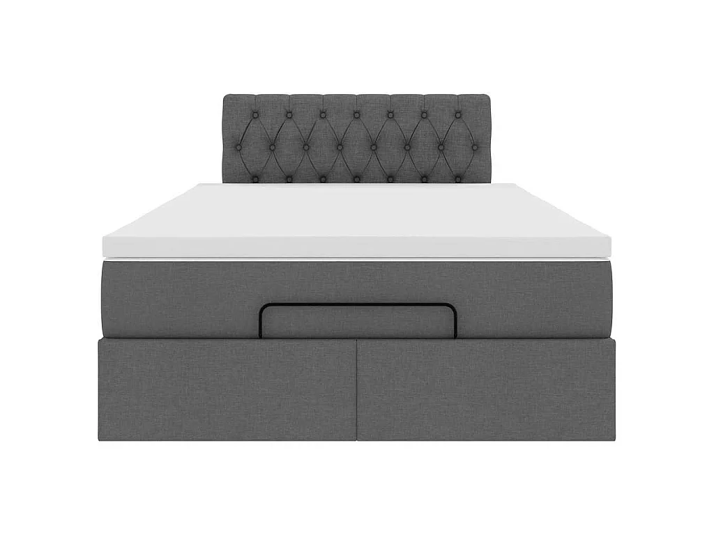 Cama otomana com colchão 120x200 cm tecido cinzento escuro