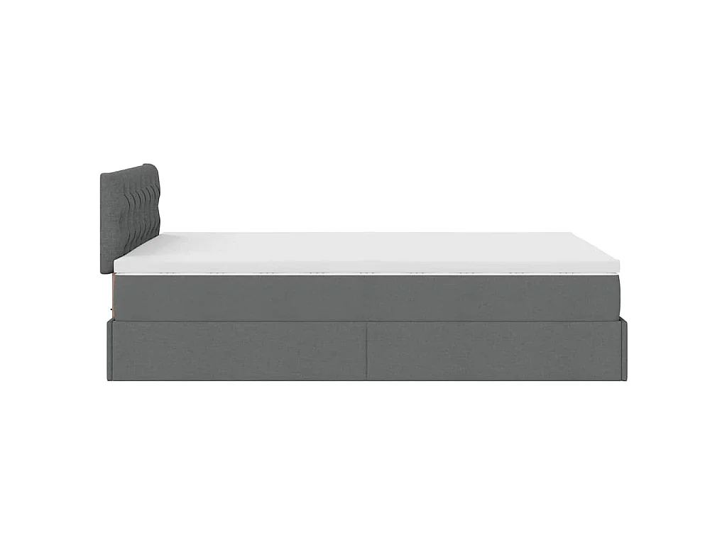 Cama otomana com colchão 120x200 cm tecido cinzento escuro