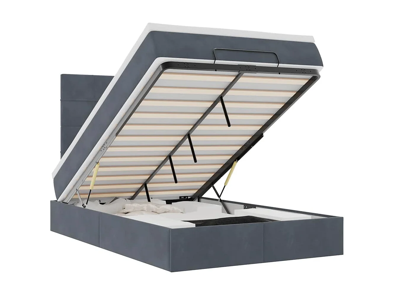 Ottoman-Bett mit Matratzen Dunkelgrau 120x190 cm Samt