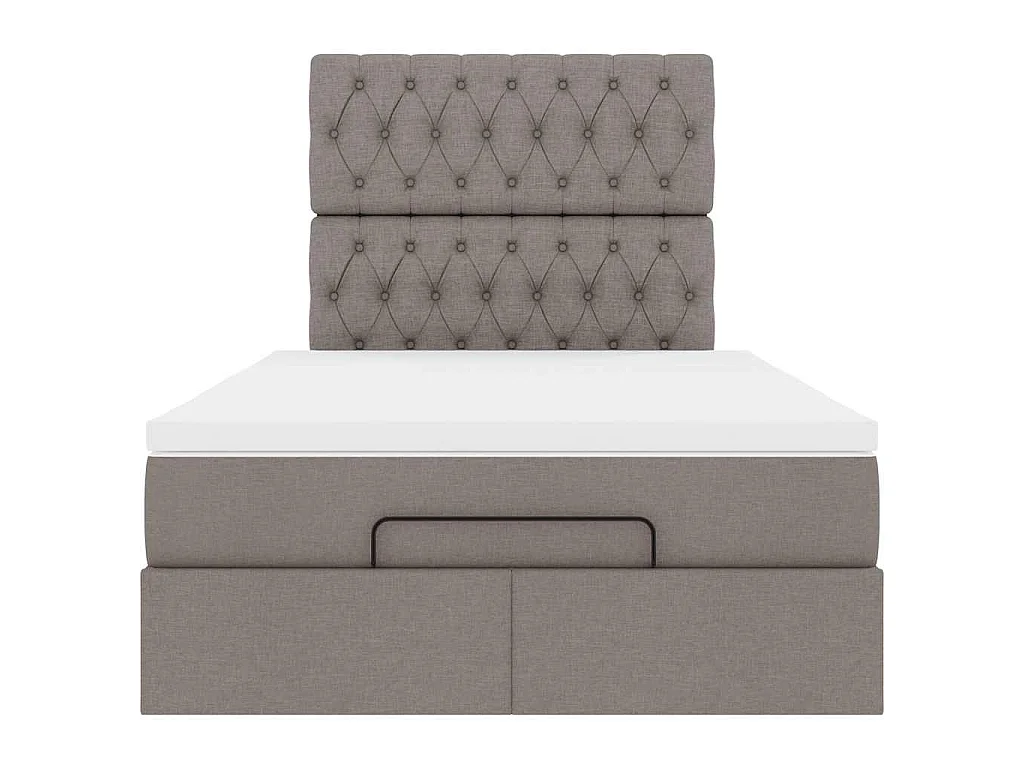 Cadre de lit ottoman avec matelas taupe 120x190 cm tissu