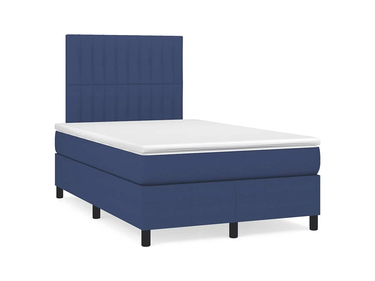 Sommier à lattes de lit matelas et LED bleu 120x190 cm tissu
