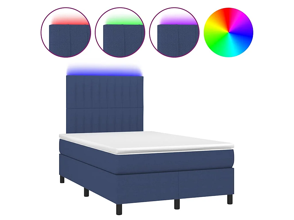 Boxspringbett mit Matratze & LED Blau 120x190 cm Stoff