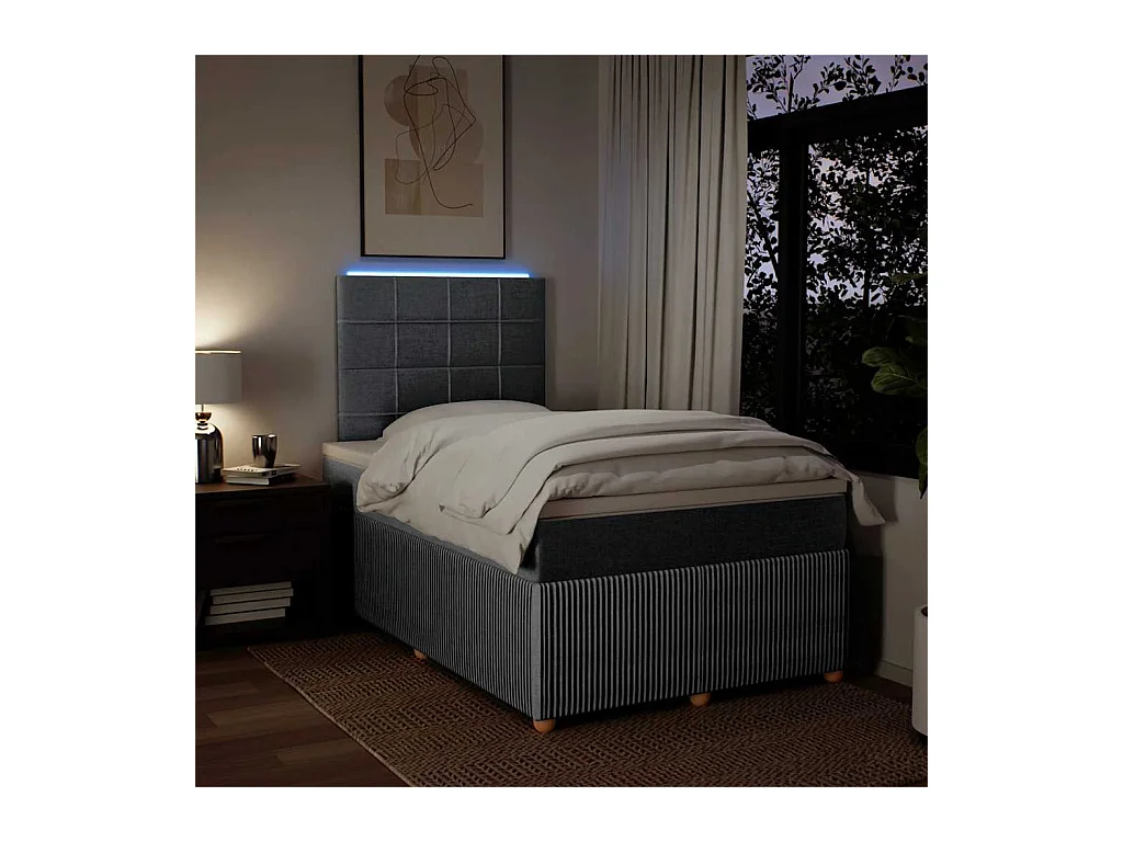 Sommier à lattes de lit et matelas gris clair 120x190 cm tissu