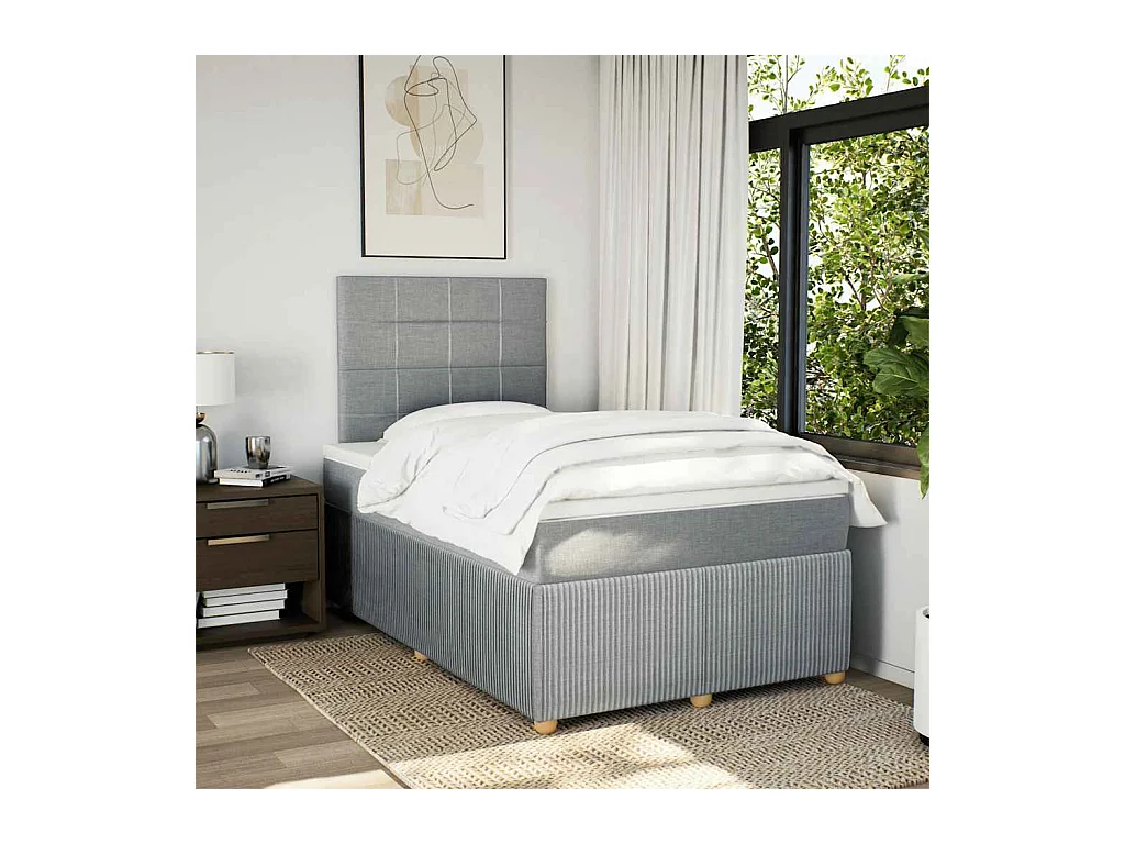 Boxspringbett mit Matratze Hellgrau 120x190 cm Stoff
