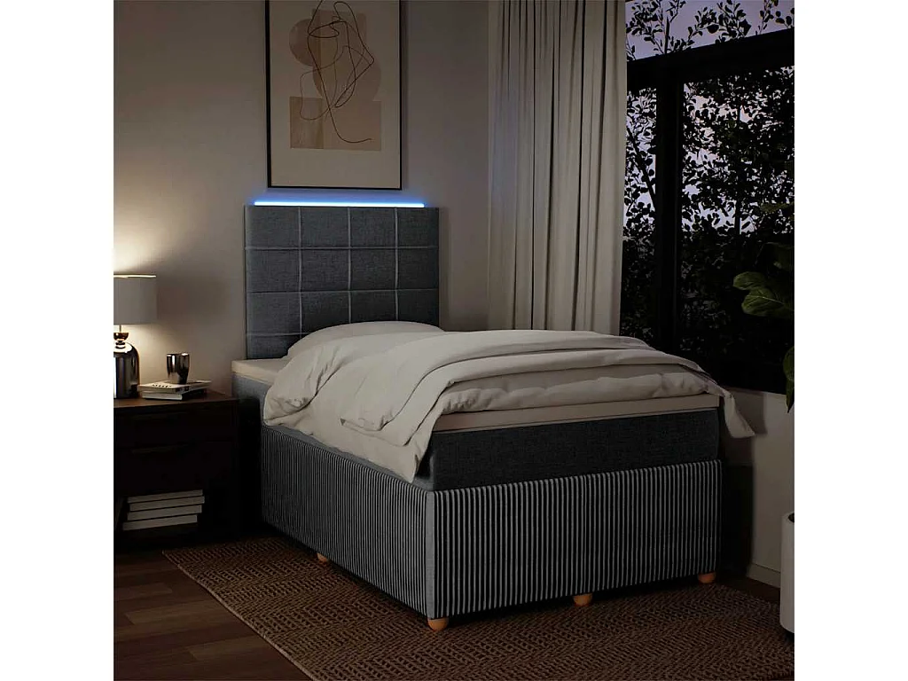 Sommier à lattes de lit et matelas gris clair 120x190 cm tissu